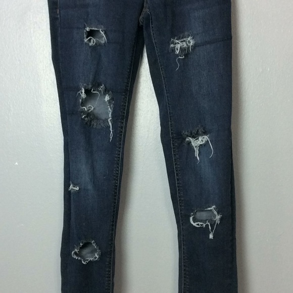 Mudd Girls Mid Rise Jean Leggings Destroyed Sz 14 - Picture 2 of 6